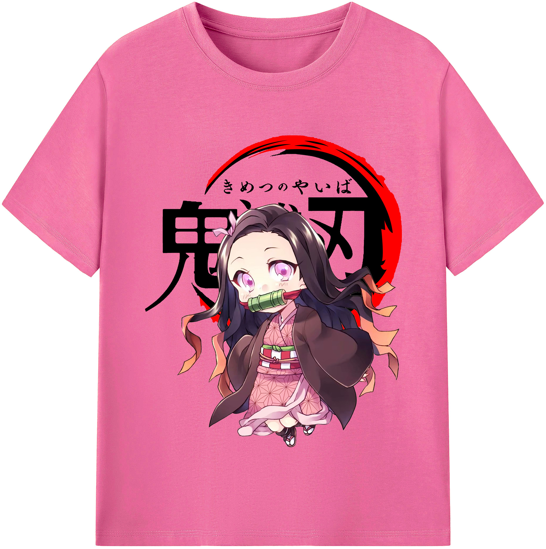 （画像用） 鬼滅の刃（きめつのやいば）竈門 禰󠄀豆子／かまど ねずこ Kamado Nezuko レディースカジュアルプリントTシャツ（綿100％）